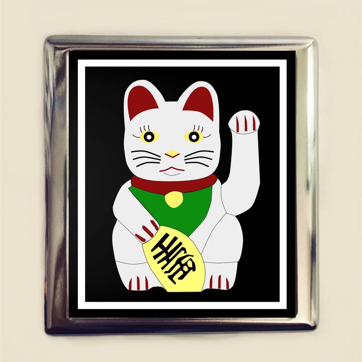 FringePop - Wholesale Cigarette Case - Maneki Neko Cigarette Case Business Card ID Holder Wallet Japanese Lucky Cat Japan