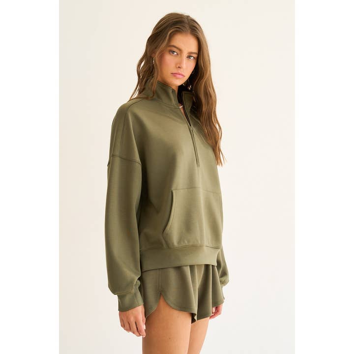 The GREii - Wholesale Sweatshirt - Women's - Mock Neck Half Zip Up Sweatshirt25