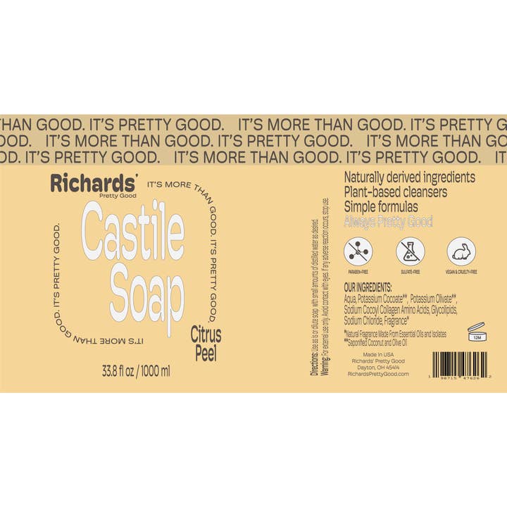 Richards' Pretty Good - Wholesale Body Wash/Shower Gel - Castile Soap - Citrus Peel -1000 ml2