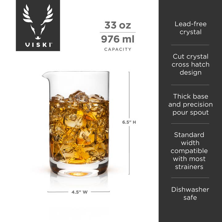 Viski - Wholesale Cocktail Shaker - Viski Professional Extra Large Crystal Cocktail Mixing Glass