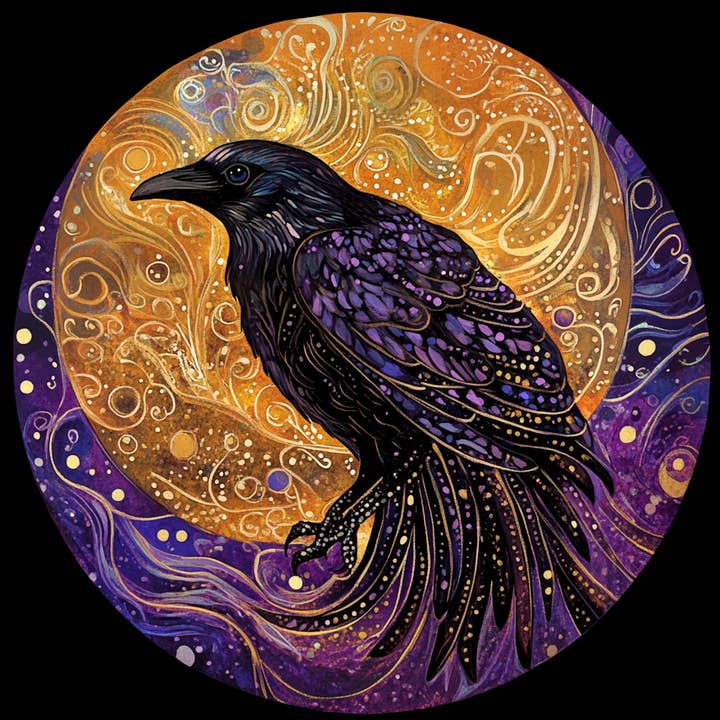 Mystical Raven Tambourine and Ribbon Wall Accent for wholesale by Bodhi Leaf Market