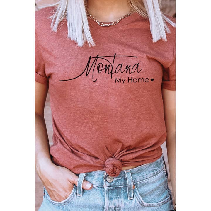 Montana My Home Heart State Graphic Tee for wholesale by Kissed Apparel
