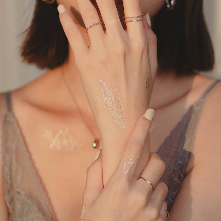 Geometric Flowers 2 Temporary Tattoos Stickers for wholesale by PAPERSELF