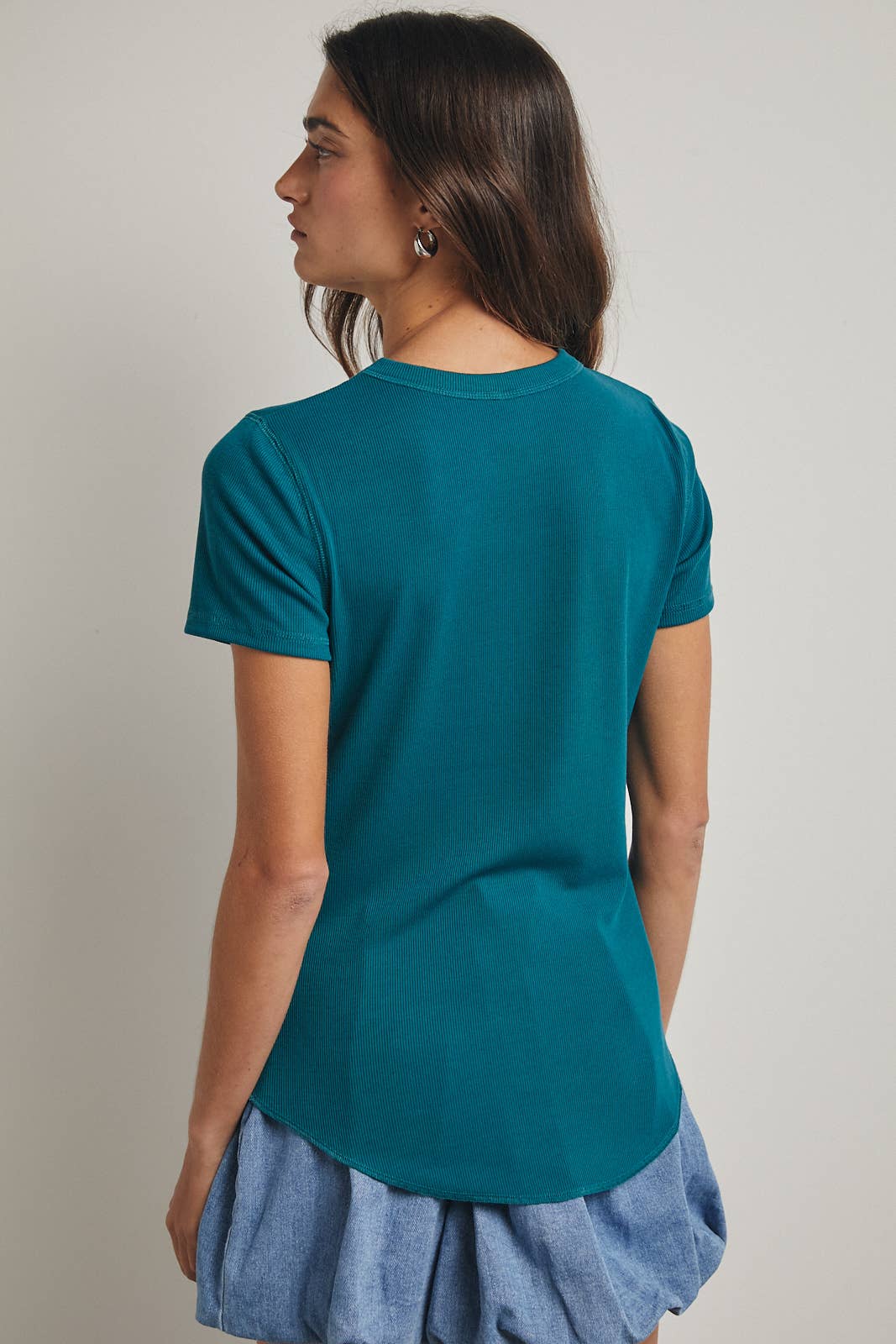 Wishlist Apparel – T-shirt – Mulher por atacado – Camiseta básica canelada de malha / WL18-171455