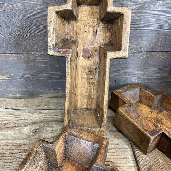 My Amigos Imports - Wholesale Decorative Plate/Dish/Bowl - NFC Small Cross-WH5--6 x12 inches-Small Cross-NFC-Waxed-$8