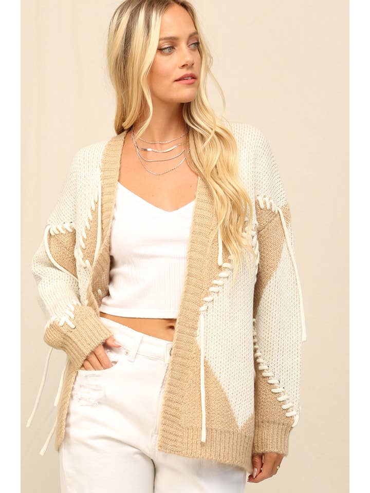 KyeMi - Wholesale Cardigan - Women's - Cuddle Up In A Chunky Knit Cardigan Sith Piecing12