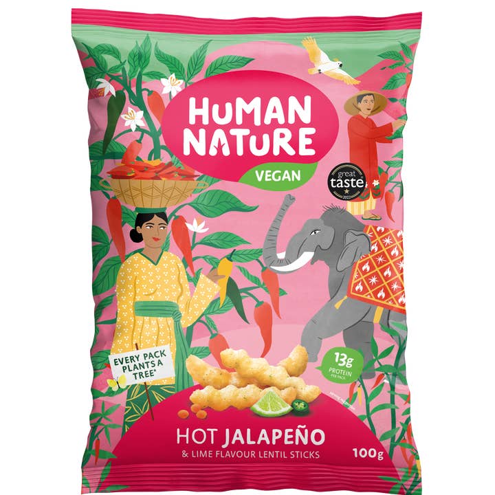 Human Nature Food - Wholesale Puffed snack - Human Nature Hot Jalapeño & Lime Lentil Snacks2
