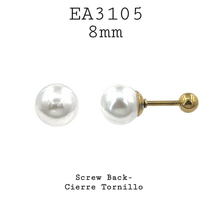 Nisso & Co. NYC Jewelry Wholesale - Venta al por mayor Pendientes de botón/aretes de poste - Pendientes de tuerca con cierre de rosca de acero inoxidable dorado y plateado