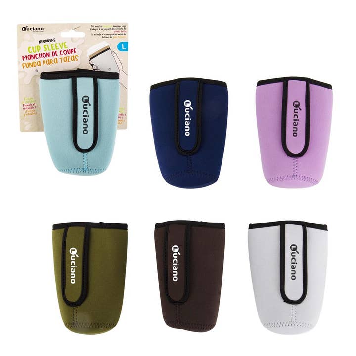 Luciano Gourmet - Wholesale Coffee/Tea Cup - Luciano 6 Pack Neoprene Cup Warmer with Handle