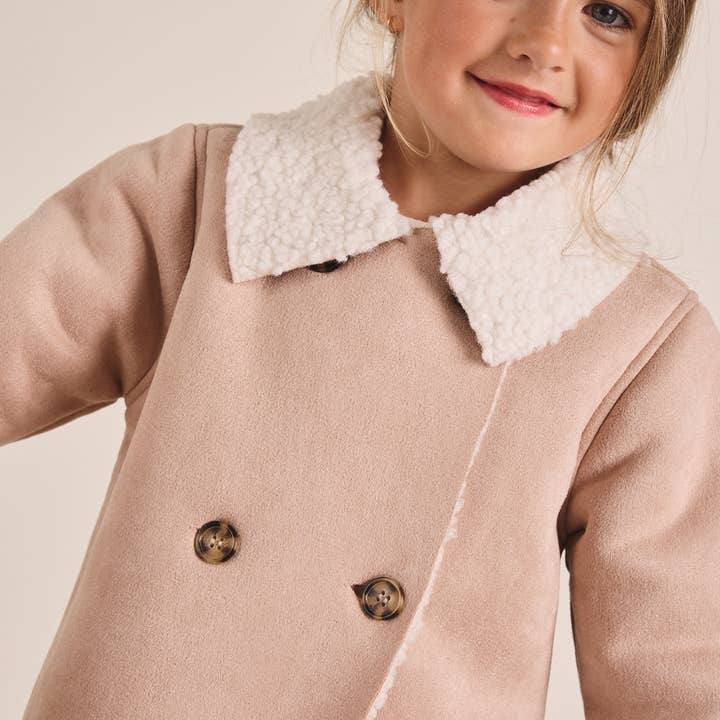 Dadati - Wholesale Jacket - Kids - Girls' jacket in light makeup color with sheep lining