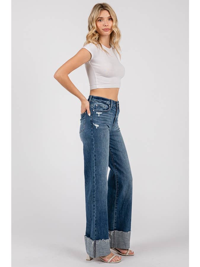 Petra153 - Wholesale Jeans - Women's - P1297T-MD COMFORT HIGH RISE LOOSE-STRAIGHT W/ CUFFED HEM5