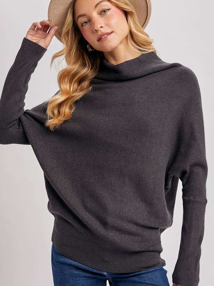 Bluivy - Wholesale Knit Sweater - Women's - SLOUCH NECK DOLMAN SLEEVED PULLOVER1