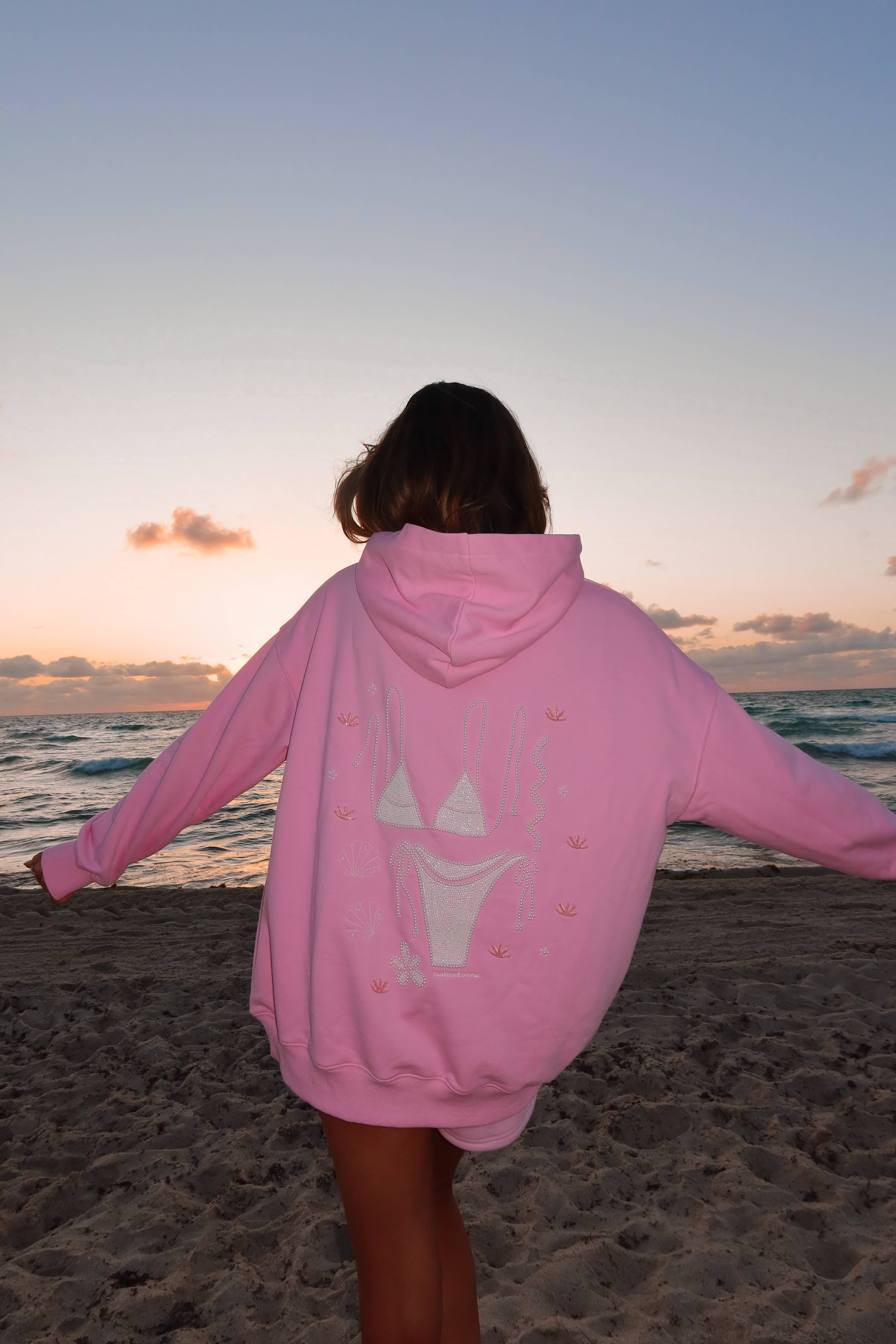 Lottie Pink Bikini Beaded Ocean Hoodie 100% Cotton for wholesale on Faire11
