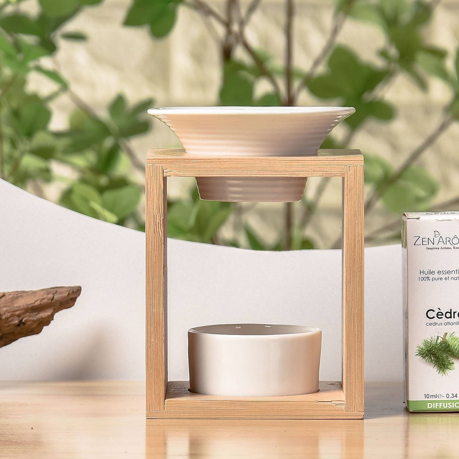 Zen'Arôme - Vendita all'ingrosso Scaldaolio - Bruciatore di profumo Arina in bambù e ceramica per cera profumata9