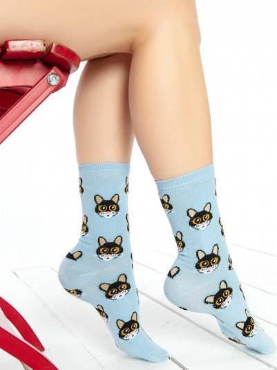 Damers roliga färgglada kattsockor presentset för wholesale av Socksbros LTD