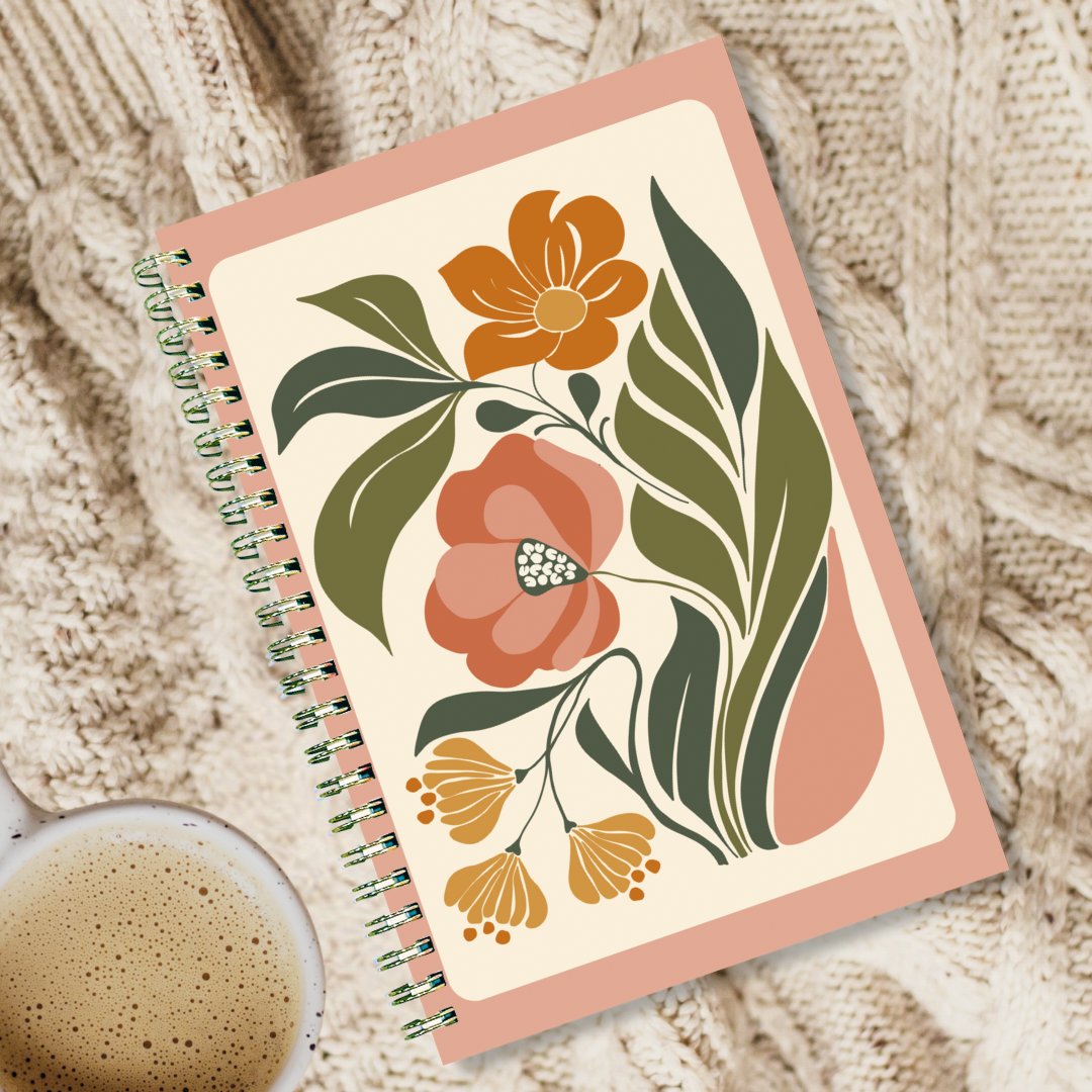 Pretty Pages - Wholesale Notebook - Block Print Floral Notebook | Pink | Spiral Journal 1