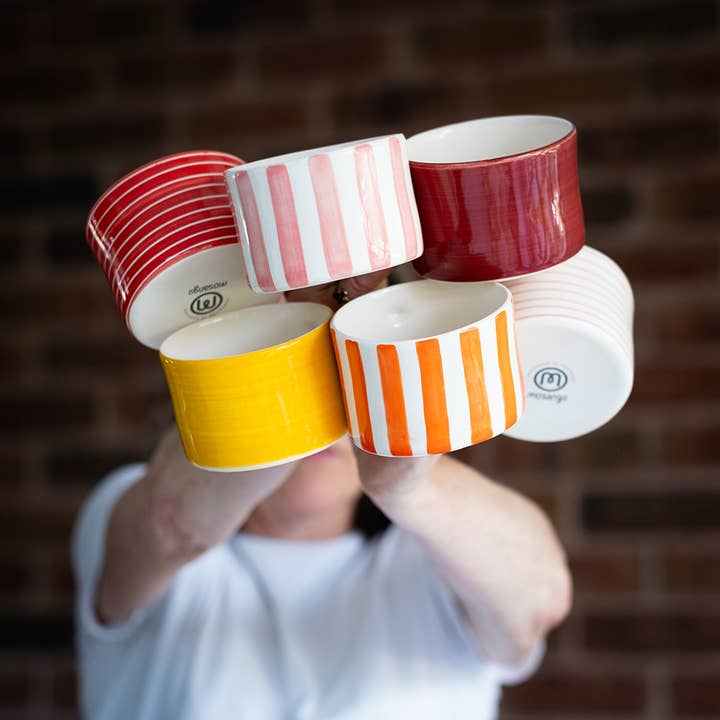 Musango - Wholesale Coffee Mug - Handmade & Painted Latte Style Musango Mugs in Candy Stripe16