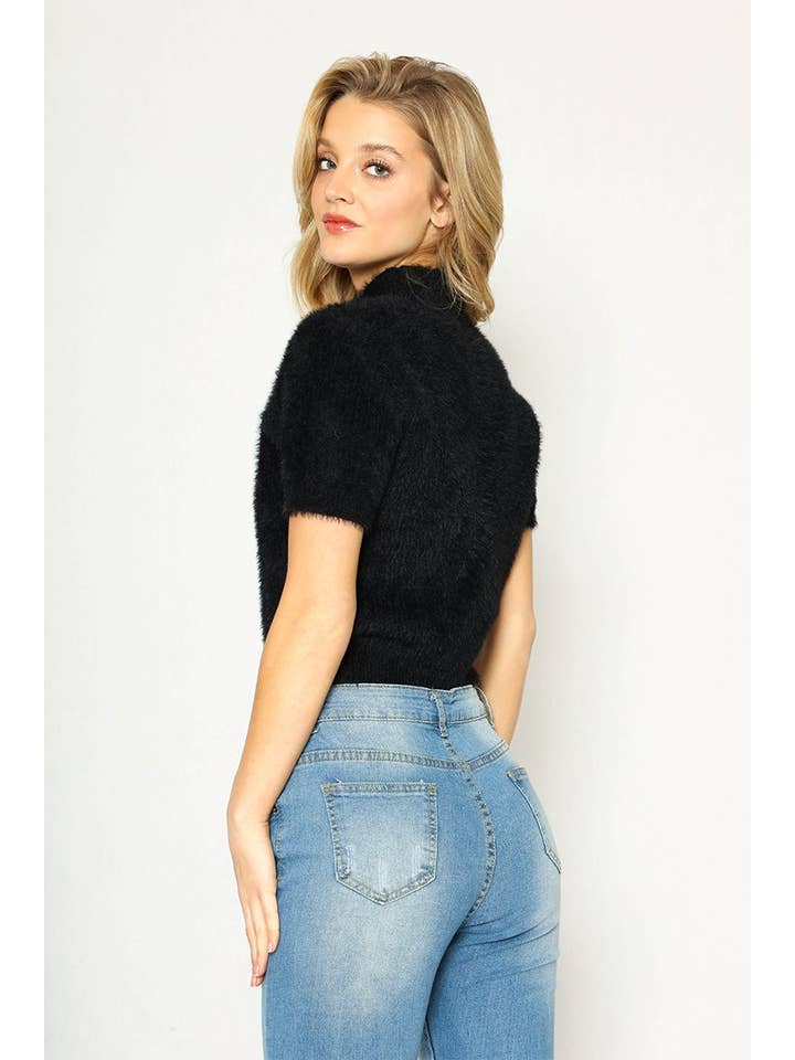 Miss Sparkling - Wholesale Knit Top - Women's - Fuzzy mock collar top6