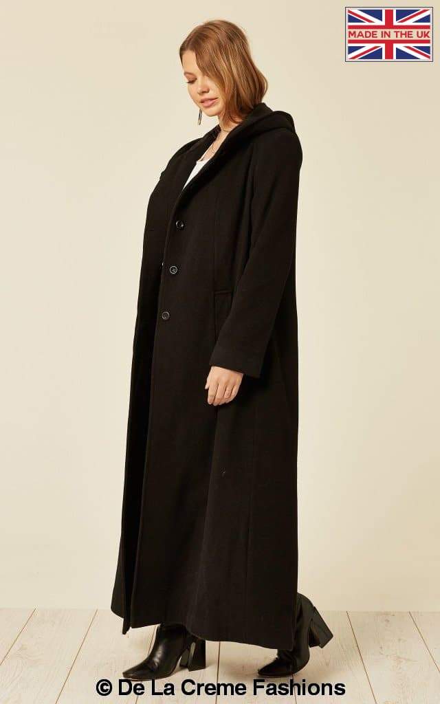 De La Creme Fashions - Vendita all'ingrosso Cappotto - Donna - Cappotto lungo oversize da donna in misto lana con cappuccio1