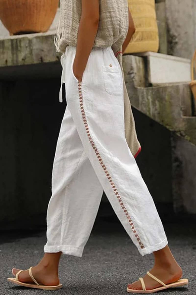 Lily Clothing - Wholesale Pants - Women's - CASUAL LACE CUTOUT PATCHWORK NINER PANTS1