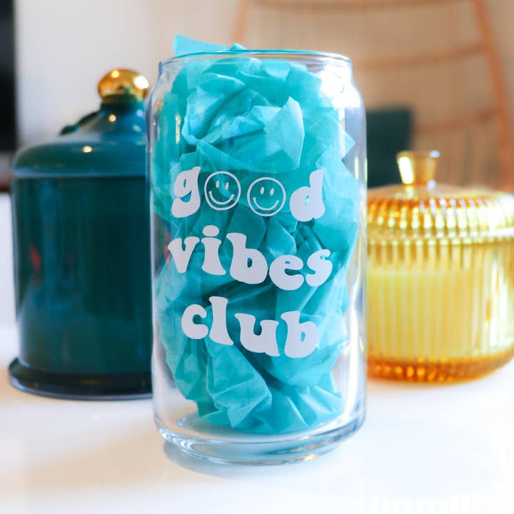 Good Vibes Club Beer Can Glass for wholesale by Totally Tina Co.