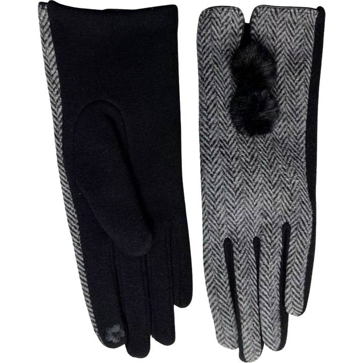Luvas Herringbone com Pom-Pom por atacado de Alba Wholesale