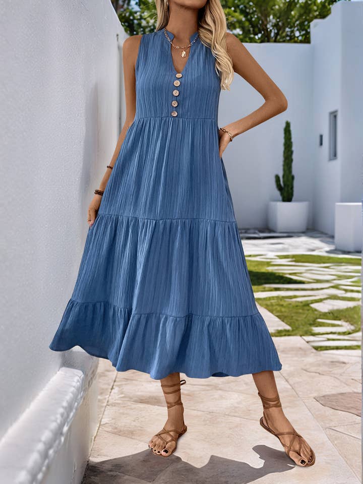 Wholesalesir - Wholesale Dress - Women's - Solid Color V-neck Dress1