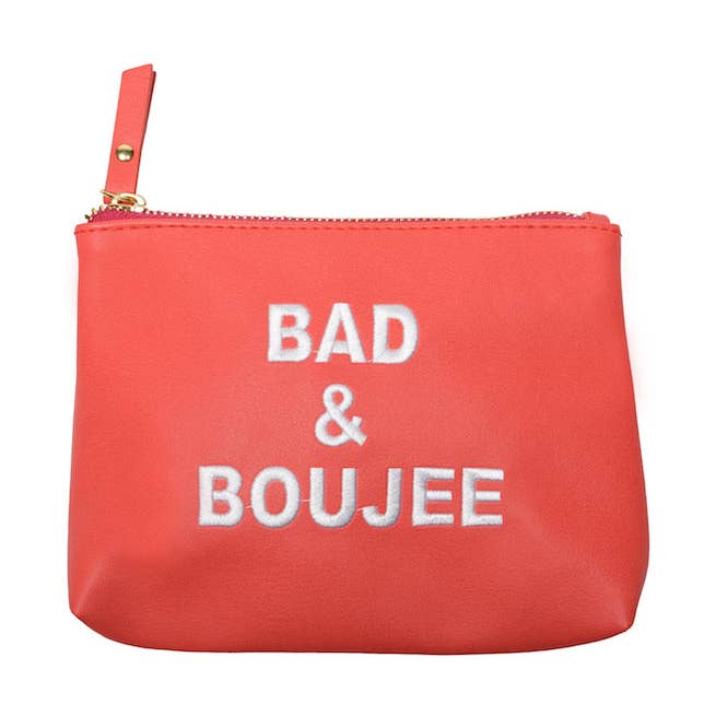 Borsa per il trucco in pelle vegana «Bad & Boujee» arancione bruciato - piccola per la vendita all'ingrosso da parte di Secret Service Beauty