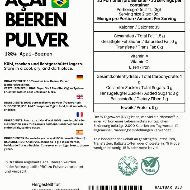 Biomatea - Wholesale Protein/Superfood Powder - Acai berry powder, 100g5