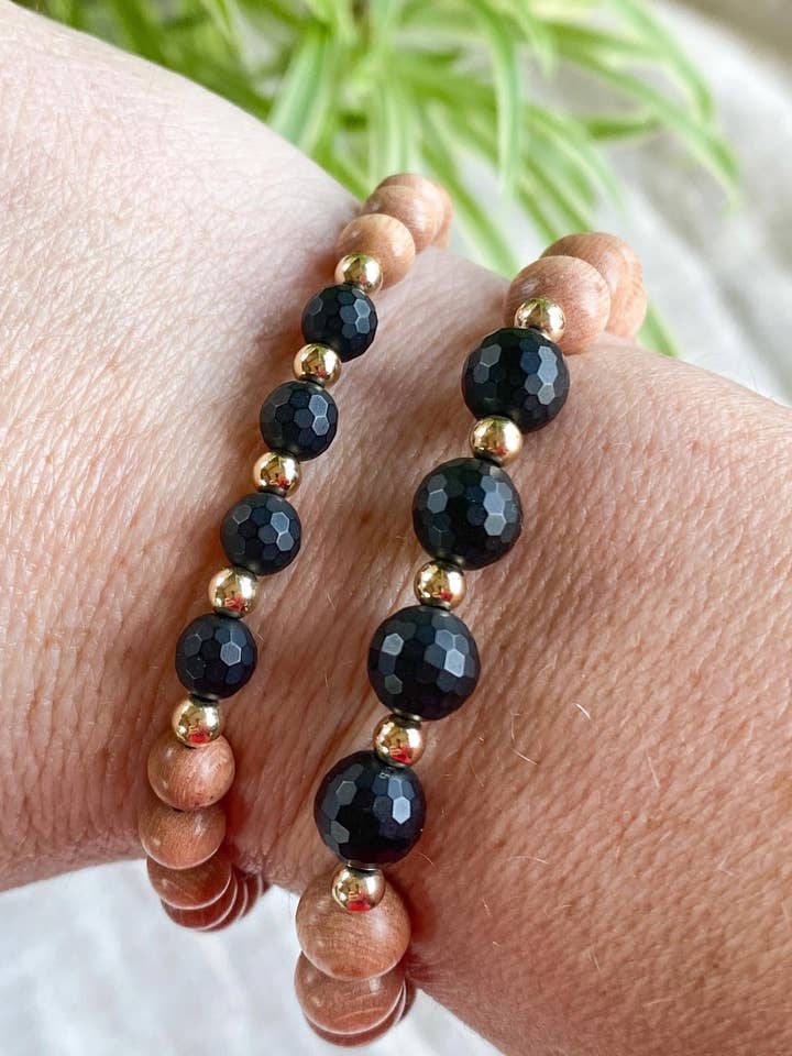 Rosewood & Black Agate Diffuser Bracelet (Copy) for wholesale by Rebecca May Jewellery