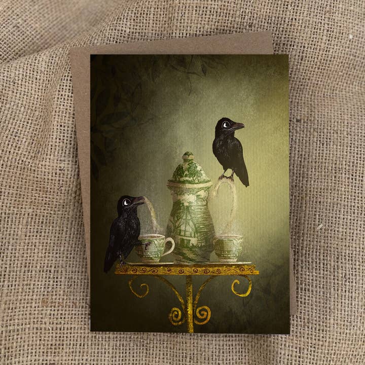 Dois corvos pequenos a tomar chá por atacado de Dafri Studios