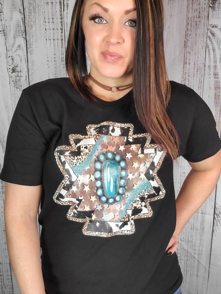 Tee Turquesa Ocidental por atacado de Wanderlust Designs Wholesale