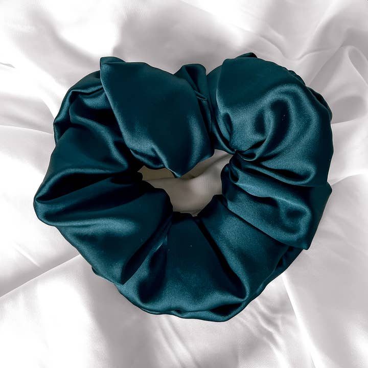Hunter Green Satin Scrunchie for wholesale by Tana’s Scrunchies