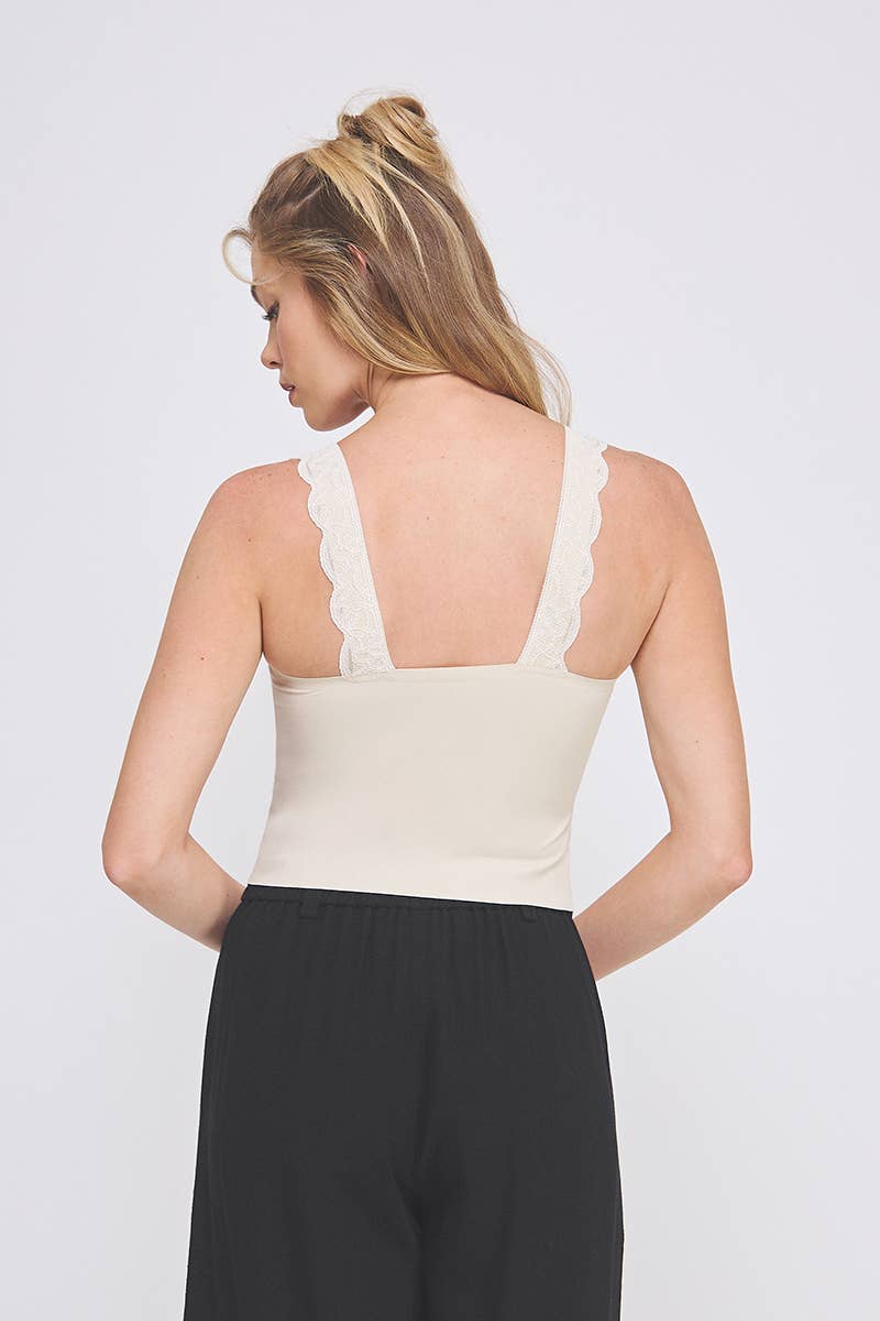 Allie Rose - Wholesale Bralette - Women's - Lovely scallop edge lace bralette tank; padded5