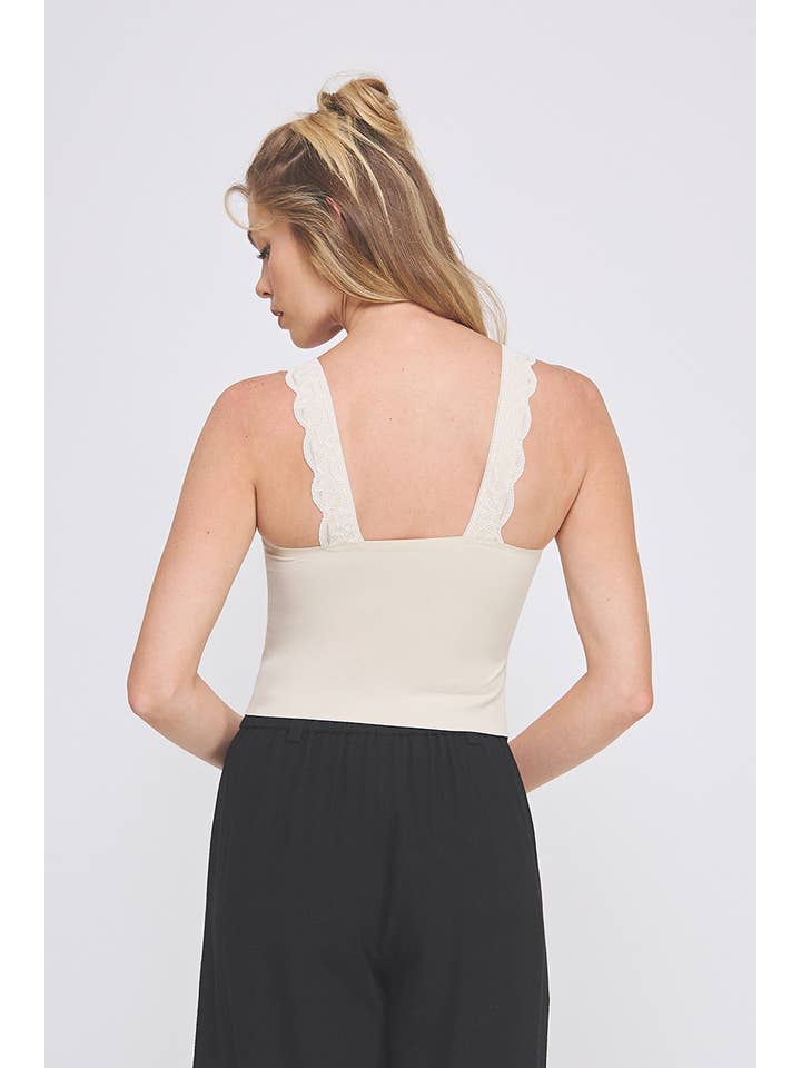 Allie Rose - Wholesale Bralette - Women's - Lovely scallop edge lace bralette tank; padded5