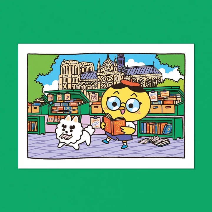 Postcard "The Booksellers of the Seine Quays" - A6 for wholesale by Yeaaah! Studio