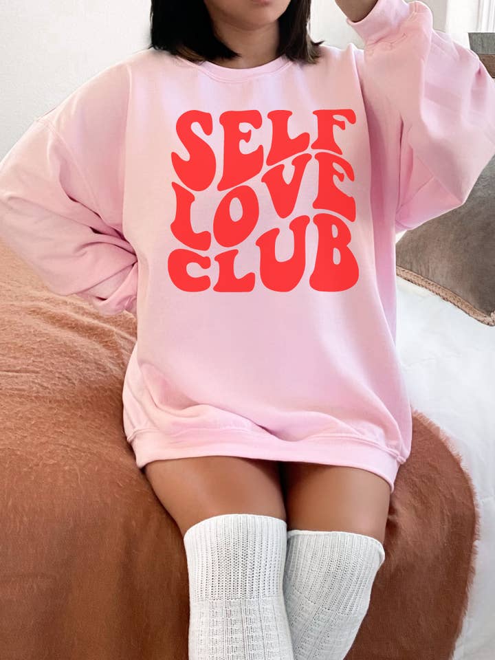Self Love Club Pink Sweatshirt for wholesale by SPDesignzCo