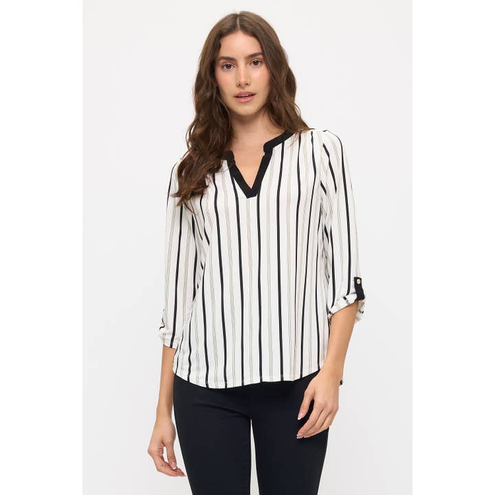 CHEMISE À DEMI-BOUTONNIÈRE RAYÉE pour la vente par Perseption