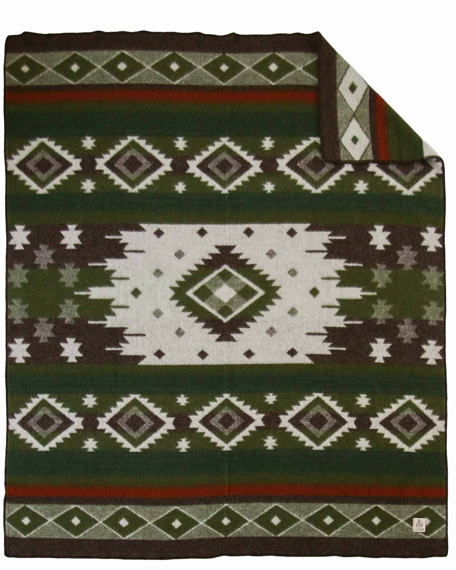 MoST - Wholesale Bedding Blanket - Wool bed Blanket TRIBE - double - green