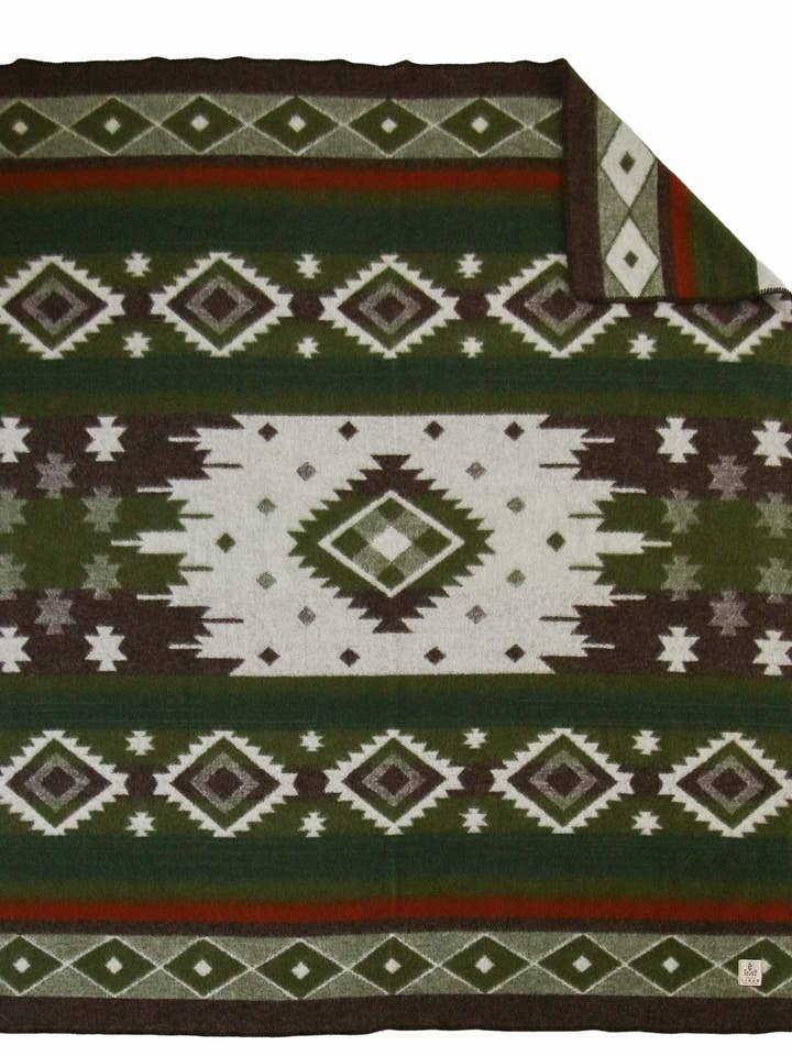 Uldsengetæppe TRIBE - dobbelt - grøn for engroshandel hos MoST