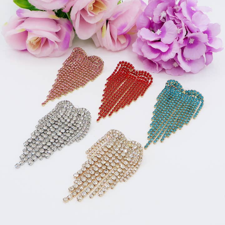 LUNA ~ Orecchini a cascata a cuore in Cubic Zirconia for wholesale by Daemon srls