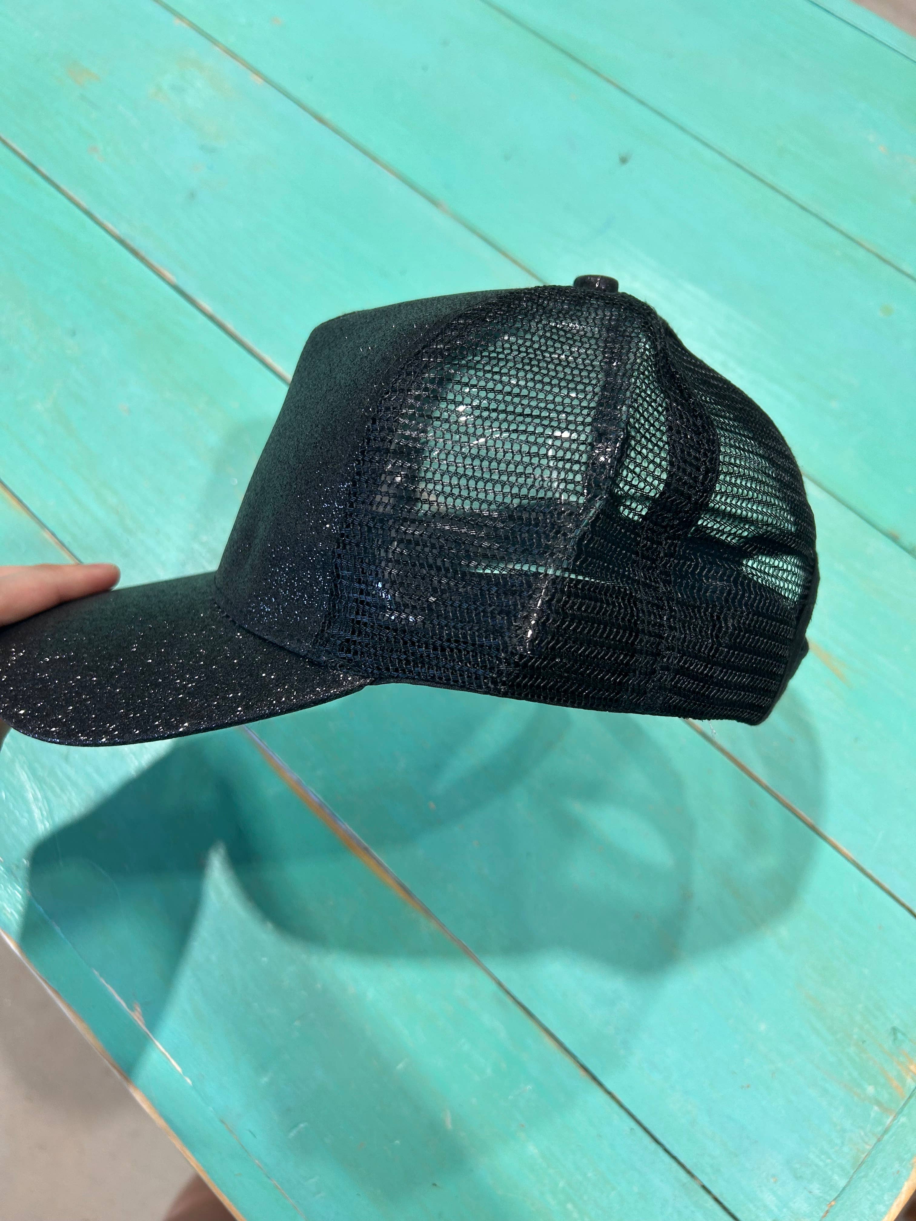 Vibes Hat Company - Wholesale Ponytail Cap - Women's - Vibes Black Glitter Ponytail Caps | Sparkle | Baseball Cap5