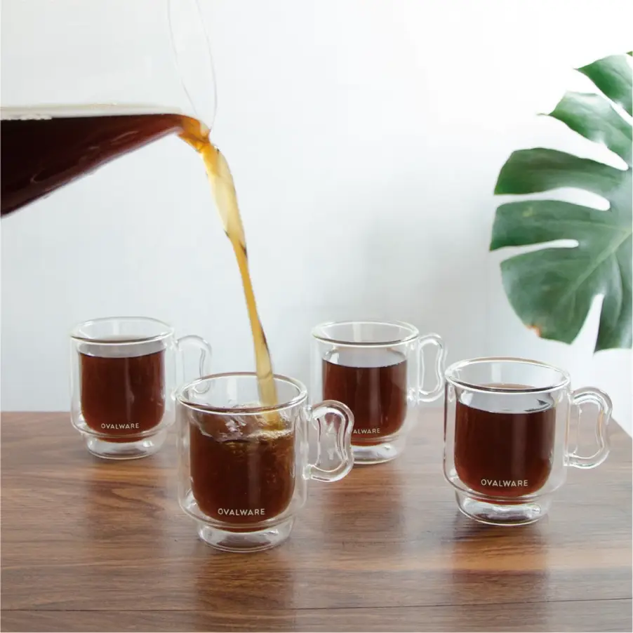 Ovalware - Wholesale Coffee/Tea Cup - Double Wall Espresso Glass Cups | 4oz | Set of 29