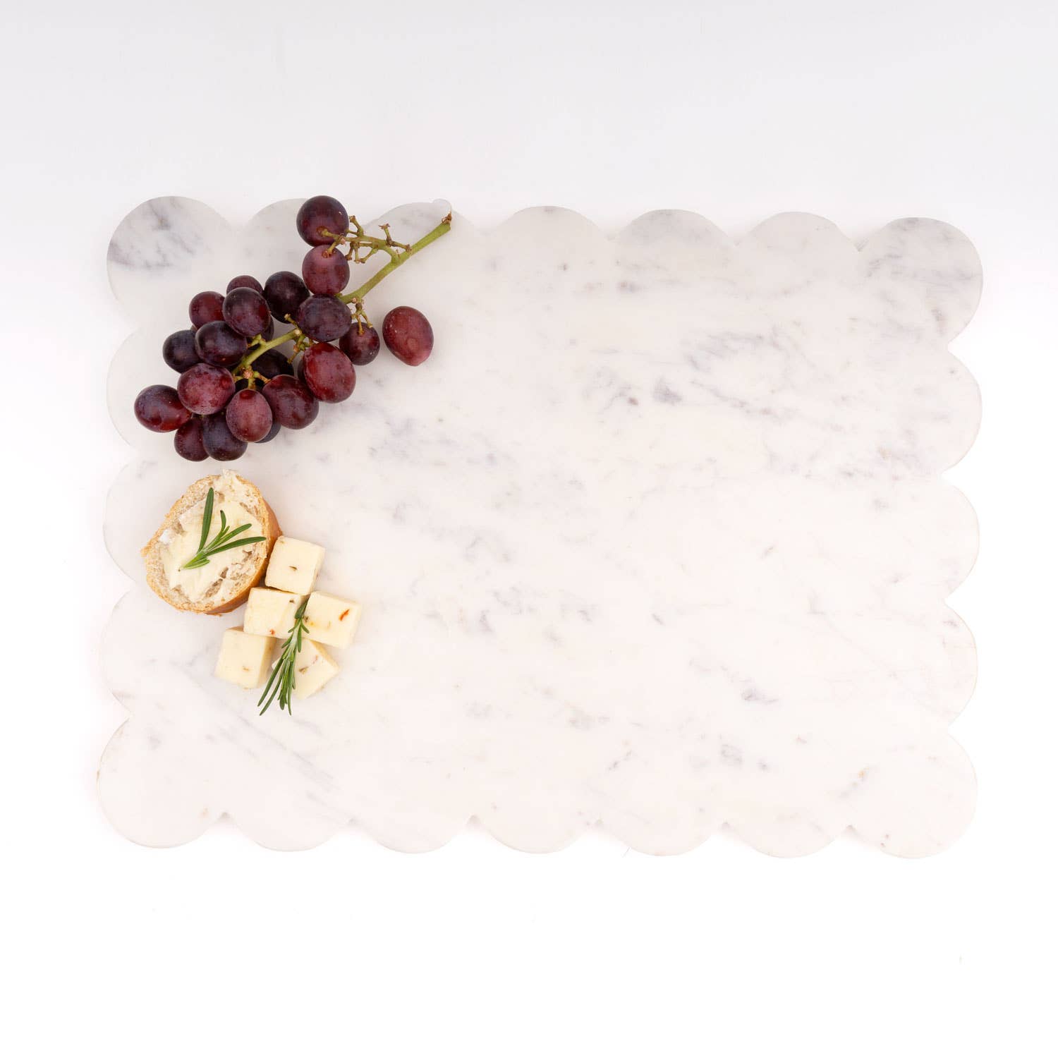 8 Oak Lane - Wholesale Cheese Board - White Marble Scalloped Serving Board6