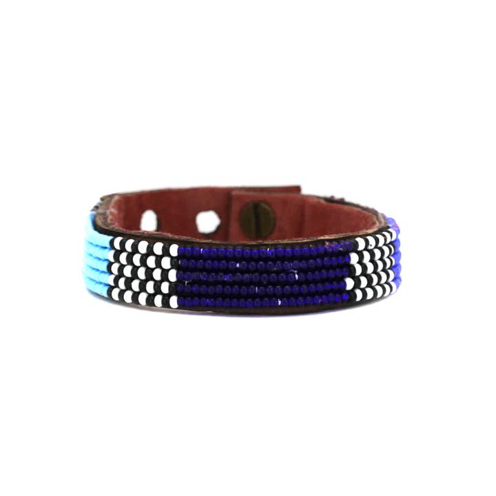 Swahili Coast - Wholesale Cuff Bracelet - Small Blue Atlas Leather Cuff