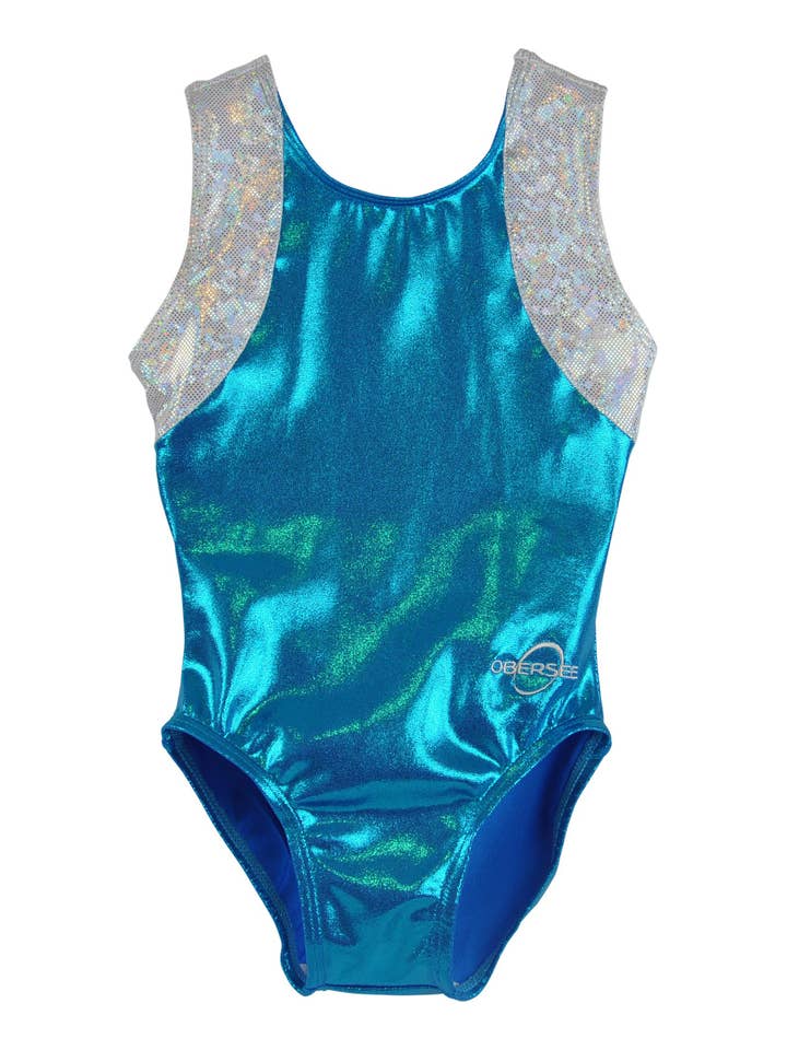 Obersee - Wholesale Lingerie Bodysuit - Women's - Girl's Gymnastics Leotard - Cross Back Turquoise
