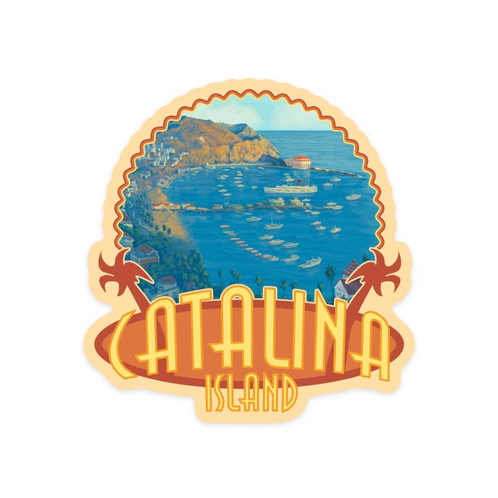 Vinyl Sticker Catalina Island, California, Harbor Scene for wholesale by Lantern Press