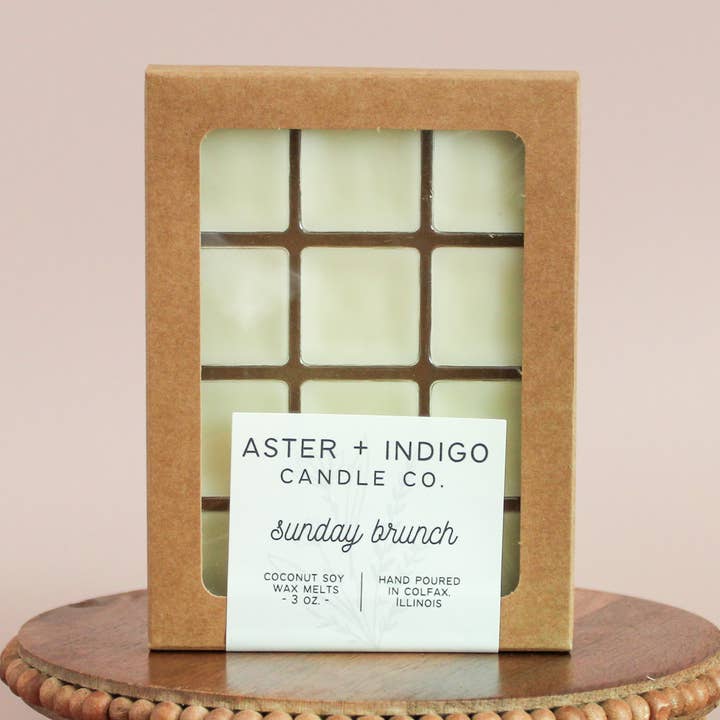 Brunch du dimanche | La cire de soja à la noix de coco fond pour la vente par Aster + Indigo Candle Co.