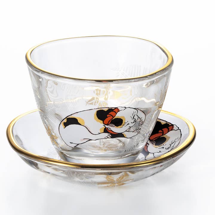 Edoneko Sake Glass & Mini Plate (Caplico) for wholesale by ADERIA