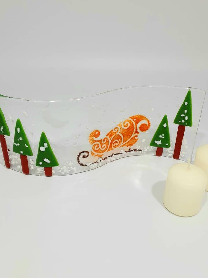 Sleigh Away Curved Glass Stand for wholesale by Glasstopia